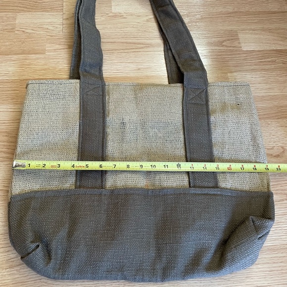 Upcycled NEW Handmade One of a Kind Unique Haitian Made Burlap Satchel Tote Bag - Picture 4 of 8